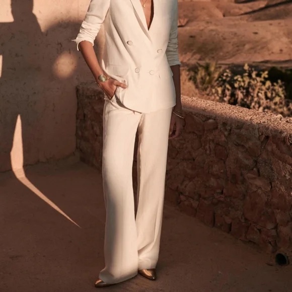 NWT SEZANE Marty Trousers Pants in Ecru/ Ivory Sz FR36 US4 - Picture 1 of 12